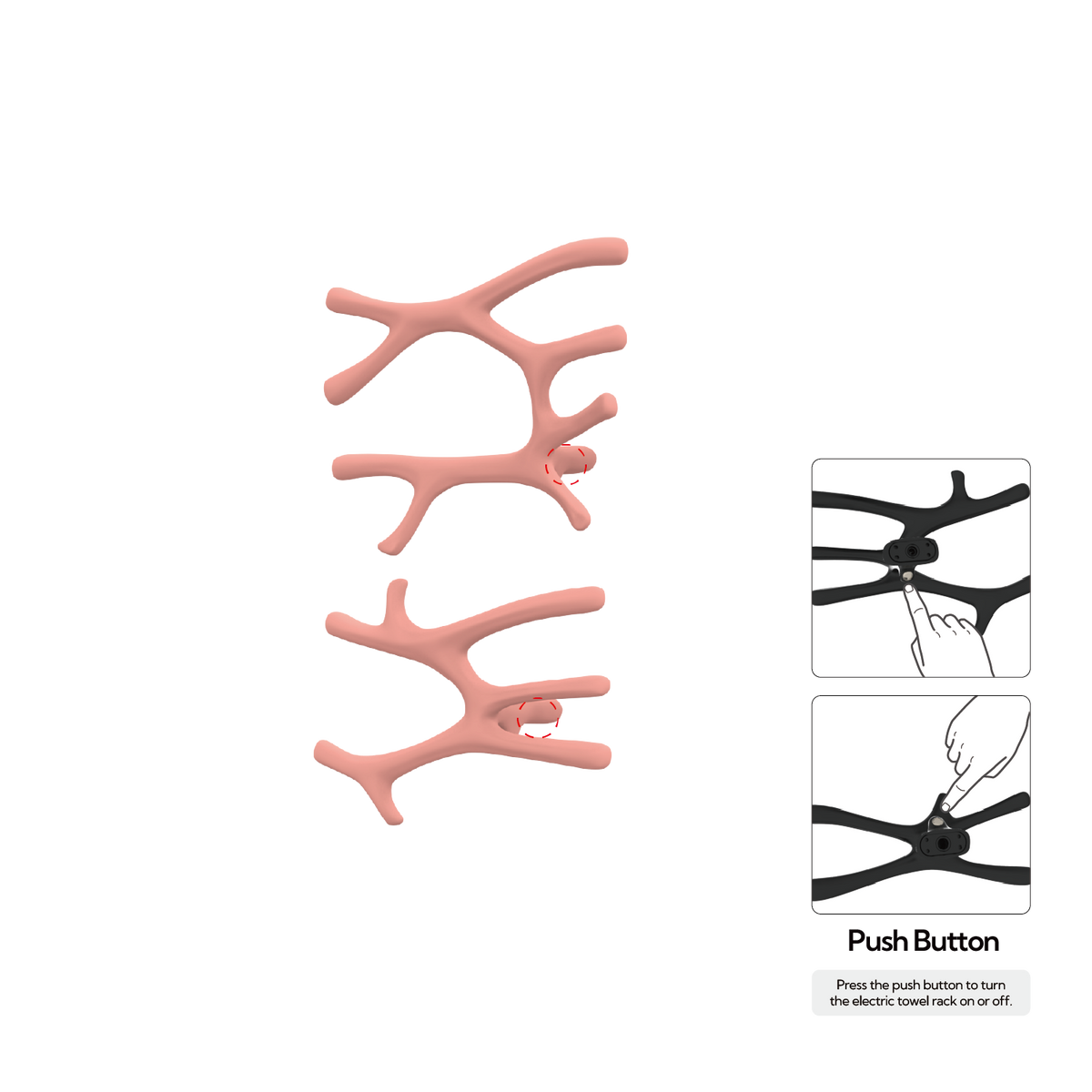 P&Bhusri S7-LM-BPK-N Daphne's Branch Large + Medium Towel Warmer in Blossom Pink