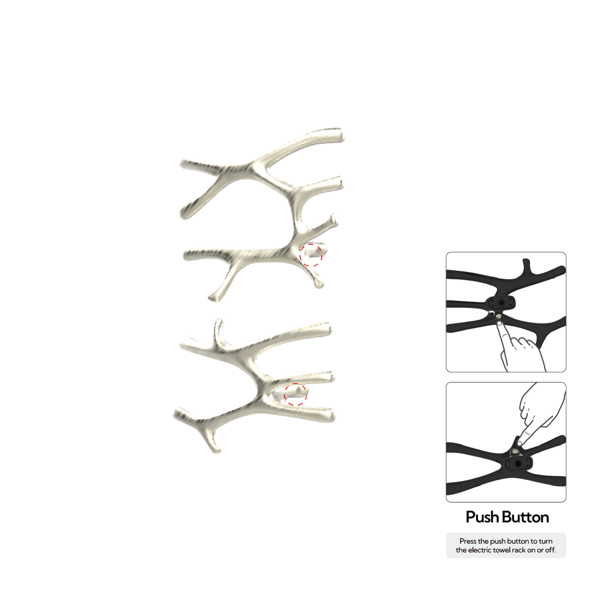 P&Bhusri S7-LM-BWG-N Daphne's Branch Large + Medium Towel Warmer in PVD Brushed White Gold