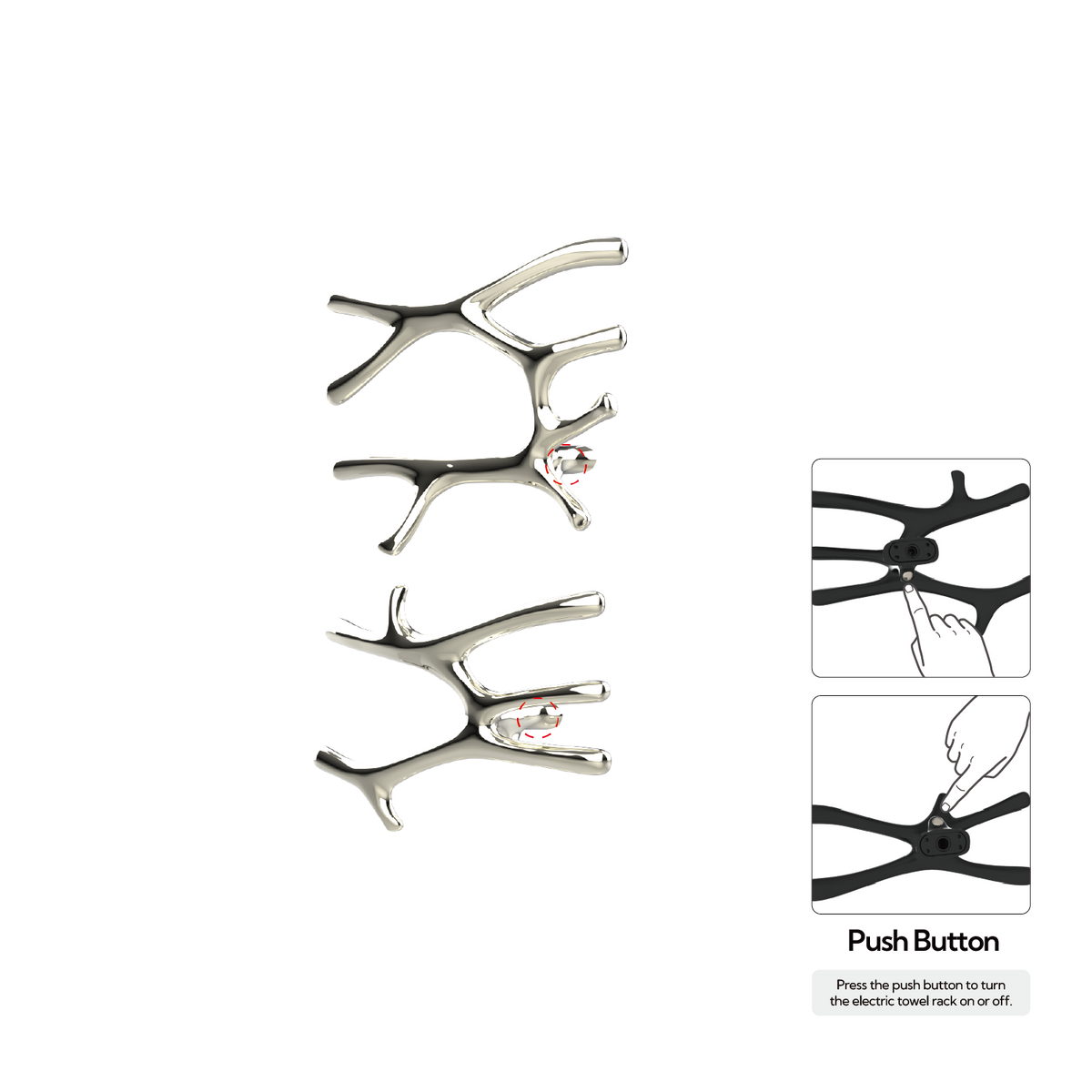 P&Bhusri S7-LM-PWG-N Daphne's Branch Large + Medium Towel Warmer in PVD Polished White Gold