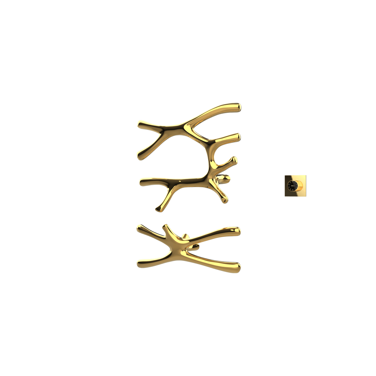 P&Bhusri S7-LS-24K-XM Daphne's Branch Large + Small Towel Warmer in PVD 24K Gold
