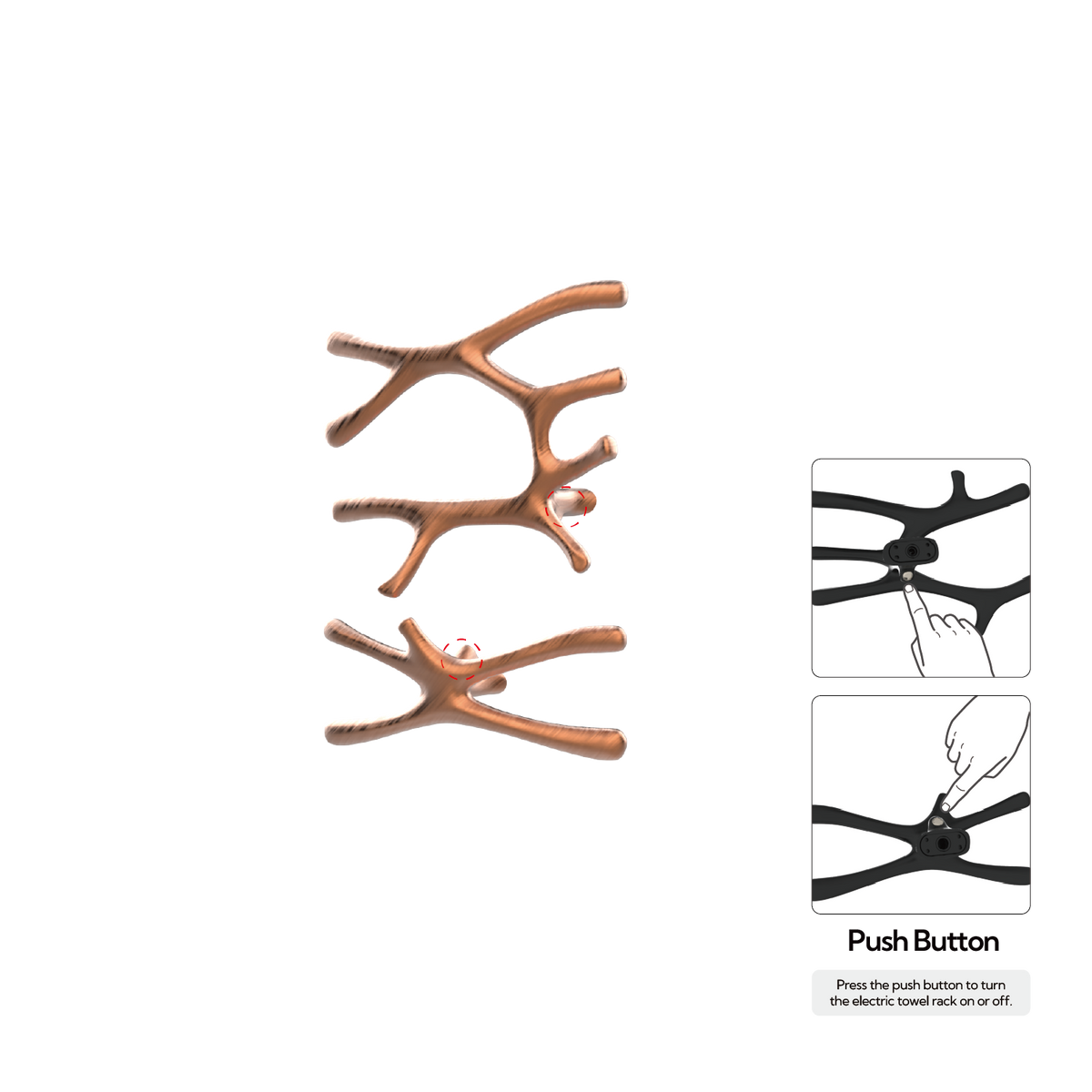 P&Bhusri S7-LS-BRG-N Daphne's Branch Large + Small Towel Warmer in PVD Brushed Rose Gold