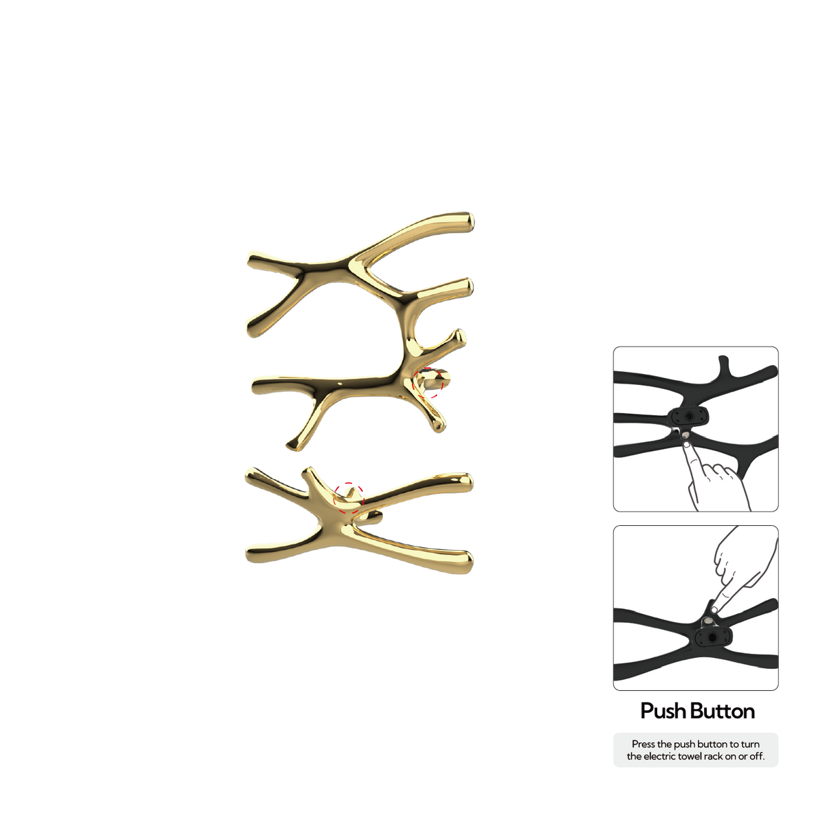 P&Bhusri S7-LS-LGD-N Daphne's Branch Large + Small Towel Warmer in PVD Polished Luxury Gold