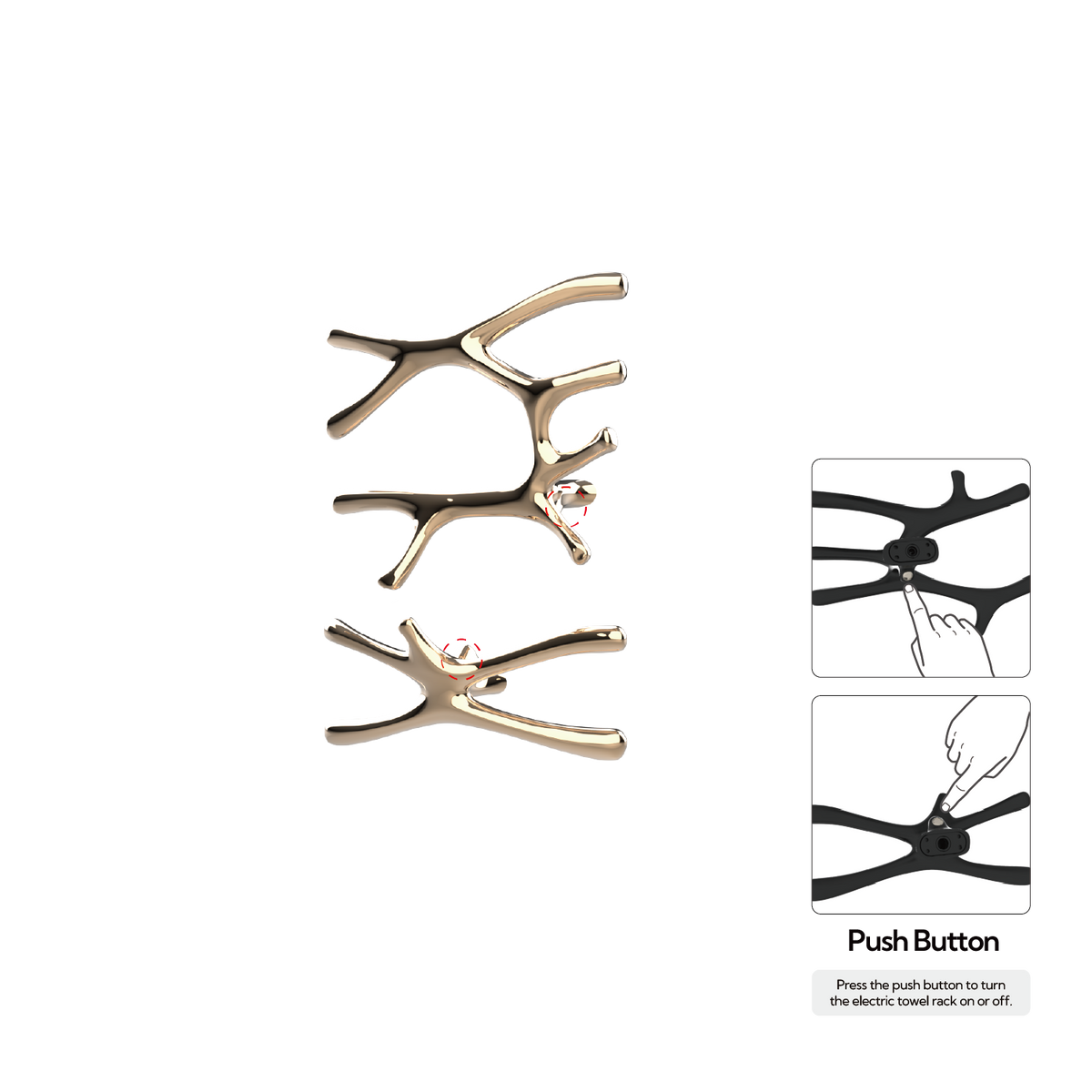 P&Bhusri S7-LS-PBZ-N Daphne's Branch Large + Small Towel Warmer in PVD Polished Bronze