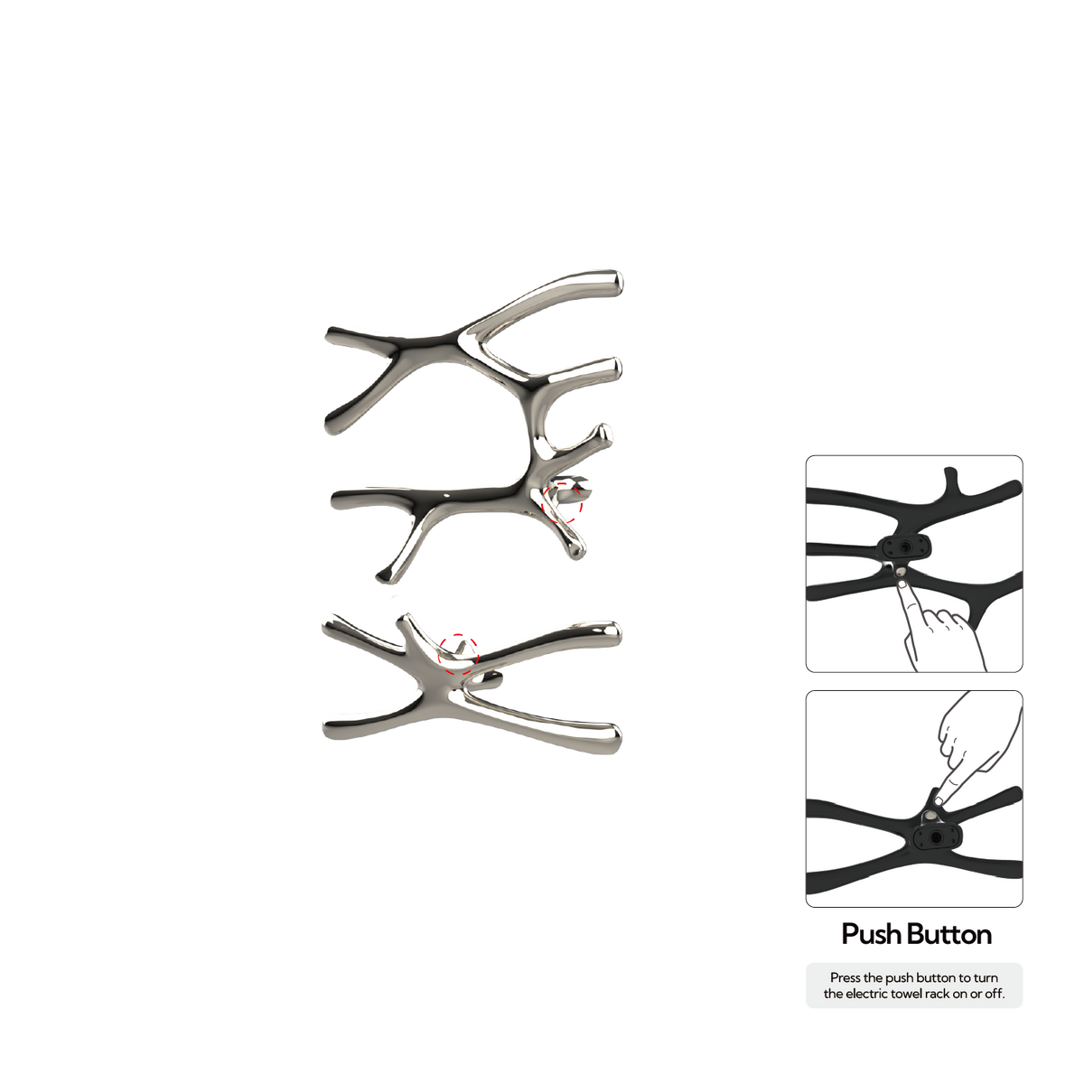 P&Bhusri S7-LS-PNI-N Daphne's Branch Large + Small Towel Warmer in PVD Polished Nickel