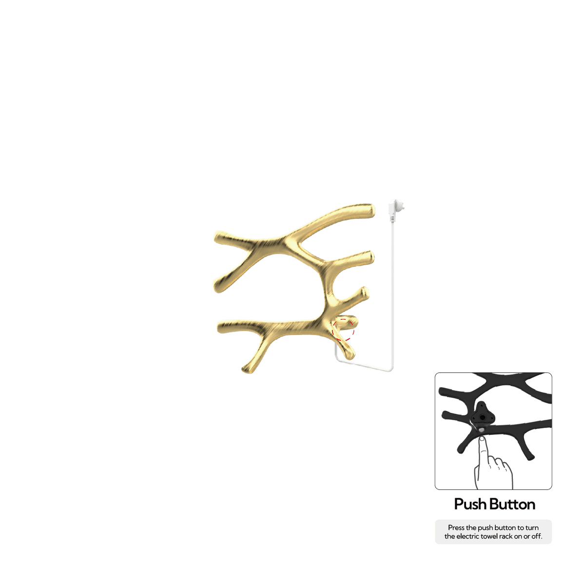 P&Bhusri S7-L-BBR-N-DO Daphne's Branch Large Towel Warmer in PVD Brushed Brass