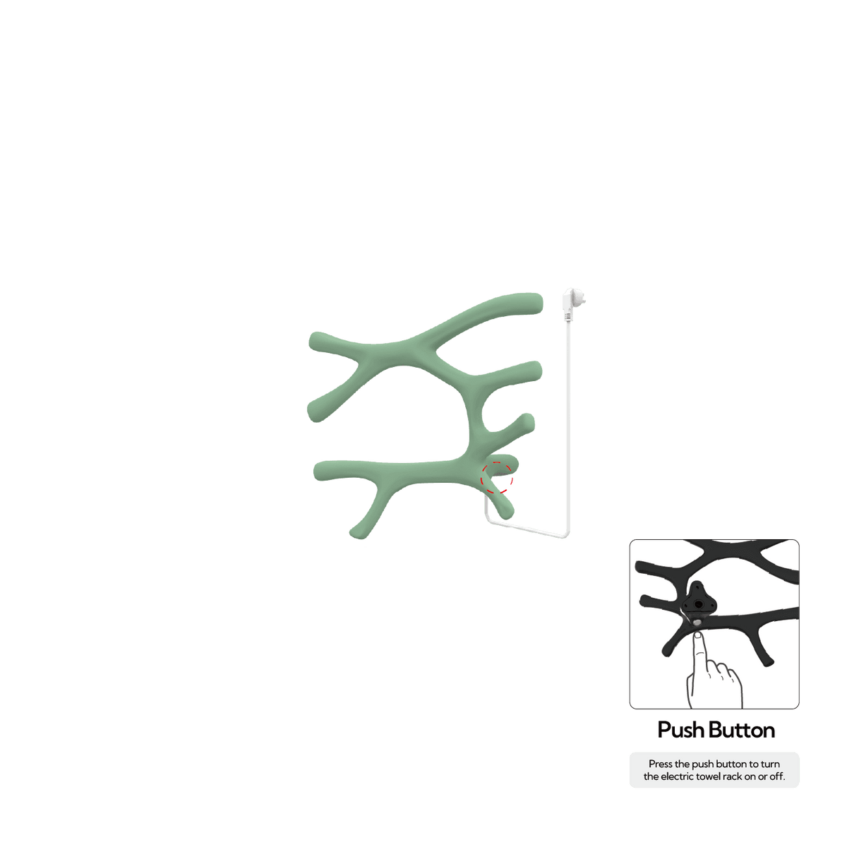 P&Bhusri S7-L-CGR-N-DO Daphne's Branch Large Towel Warmer in Celadon Green