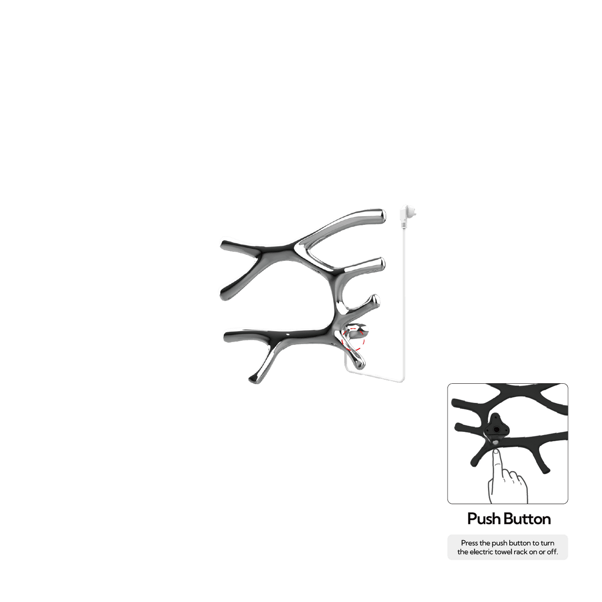 P&Bhusri S7-L-CHR-N-DO Daphne's Branch Large Towel Warmer in Polished Chrome