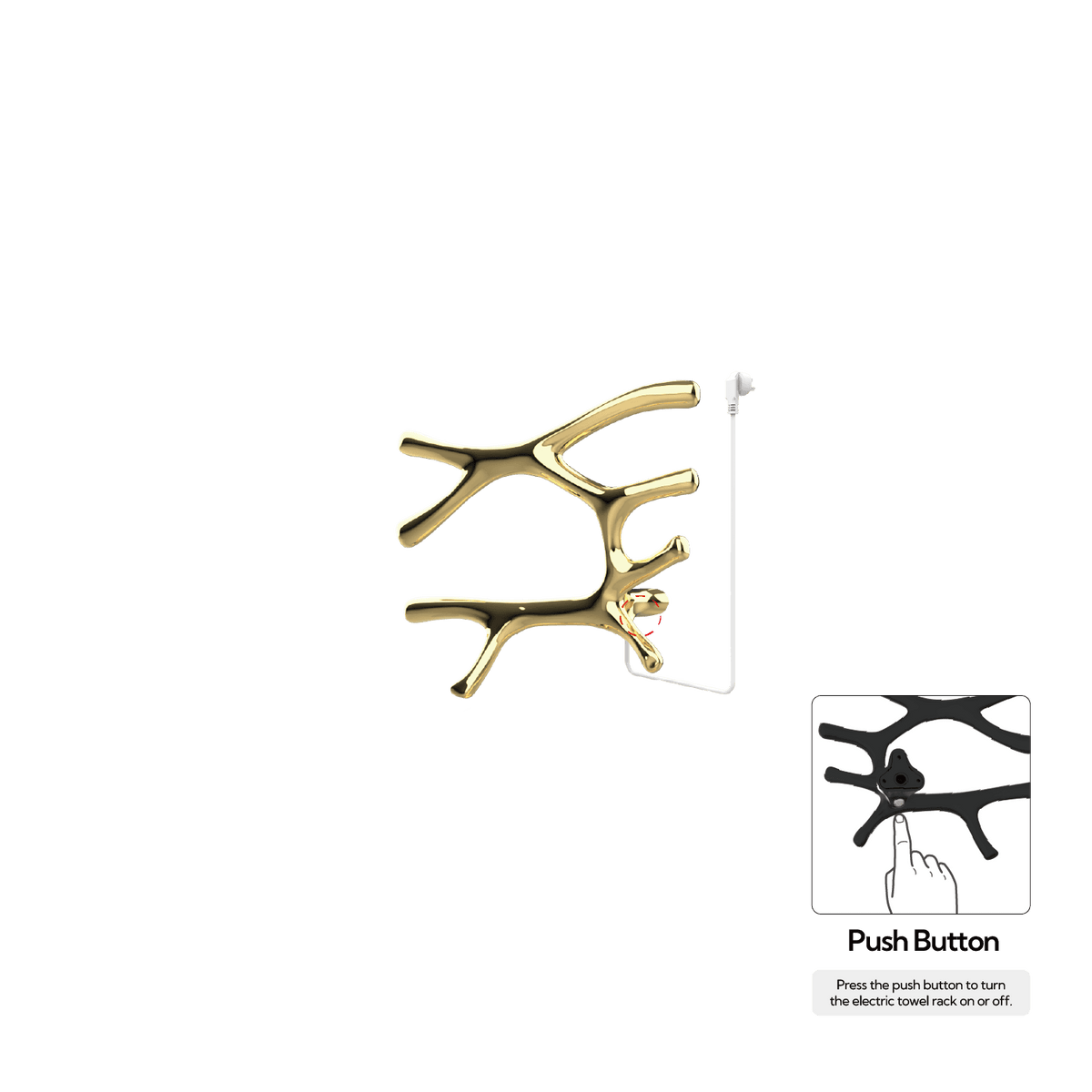 P&Bhusri S7-L-PBR-N-DO Daphne's Branch Large Towel Warmer in PVD Polished Brass