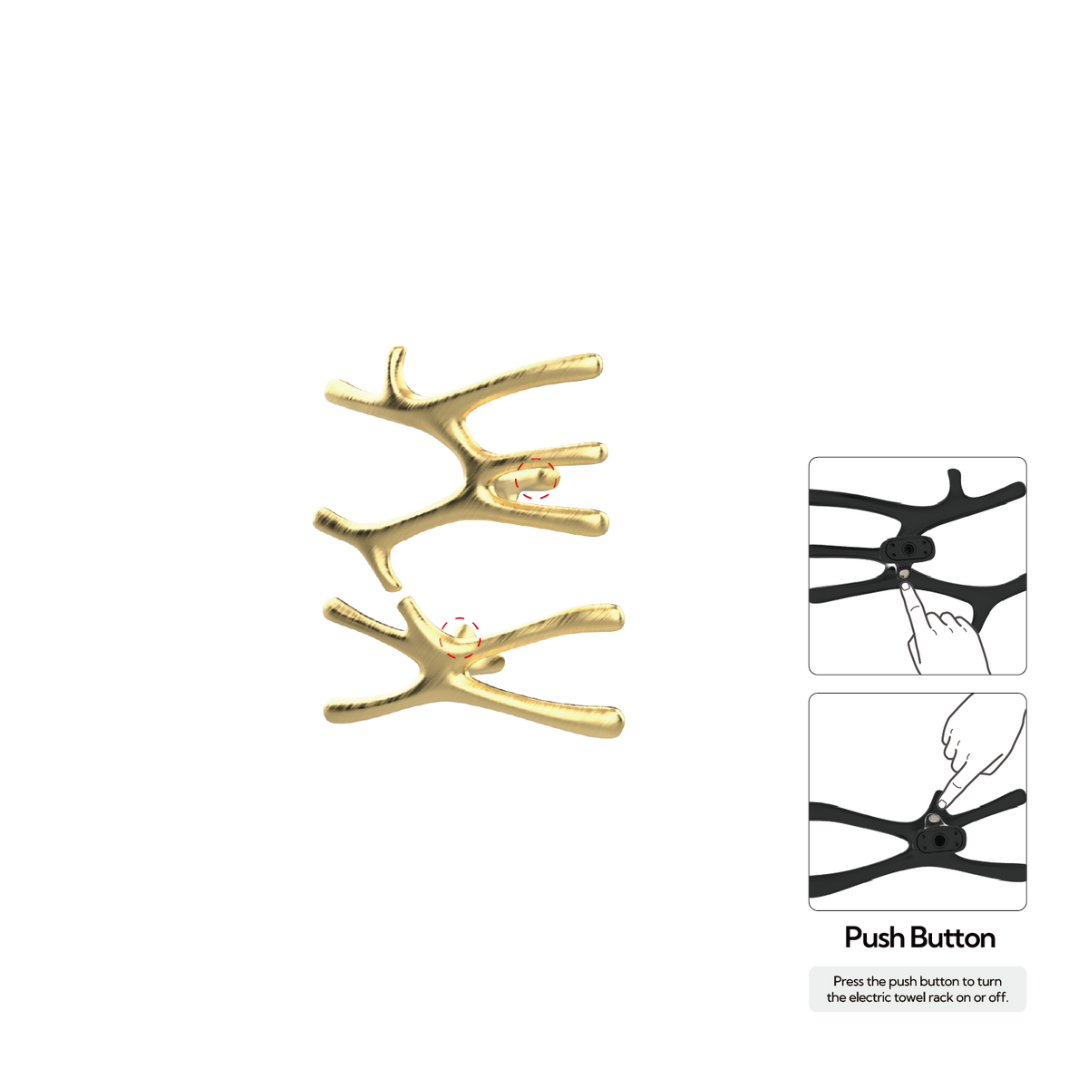 P&Bhusri S7-MS-BBR-N Daphne's Branch Medium + Small Towel Warmer in PVD Brushed Brass