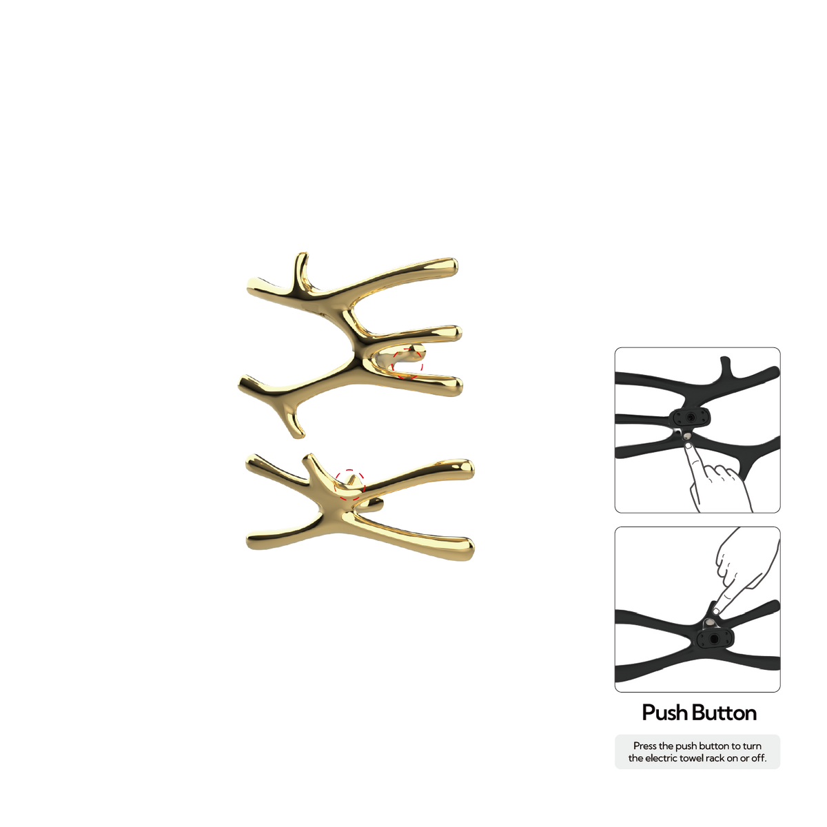 P&Bhusri S7-MS-LGD-N Daphne's Branch Medium + Small Towel Warmer in PVD Polished Luxury Gold