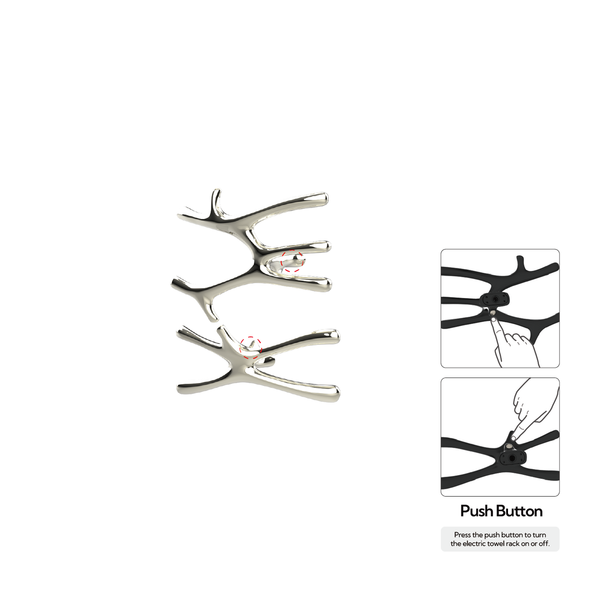 P&Bhusri S7-MS-PWG-N Daphne's Branch Medium + Small Towel Warmer in PVD Polished White Gold