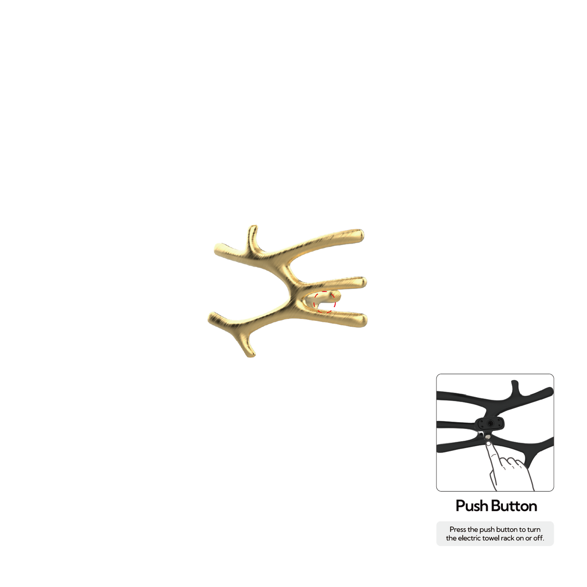 P&Bhusri S7-M-BLG-N Daphne's Branch Medium Towel Warmer in PVD Brushed Luxury Gold