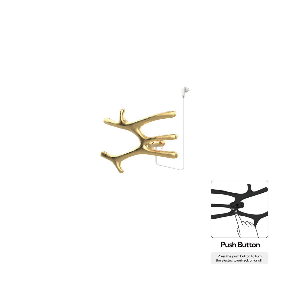 P&Bhusri S7-M-BLG-N-DO Daphne's Branch Medium Towel Warmer in PVD Brushed Luxury Gold