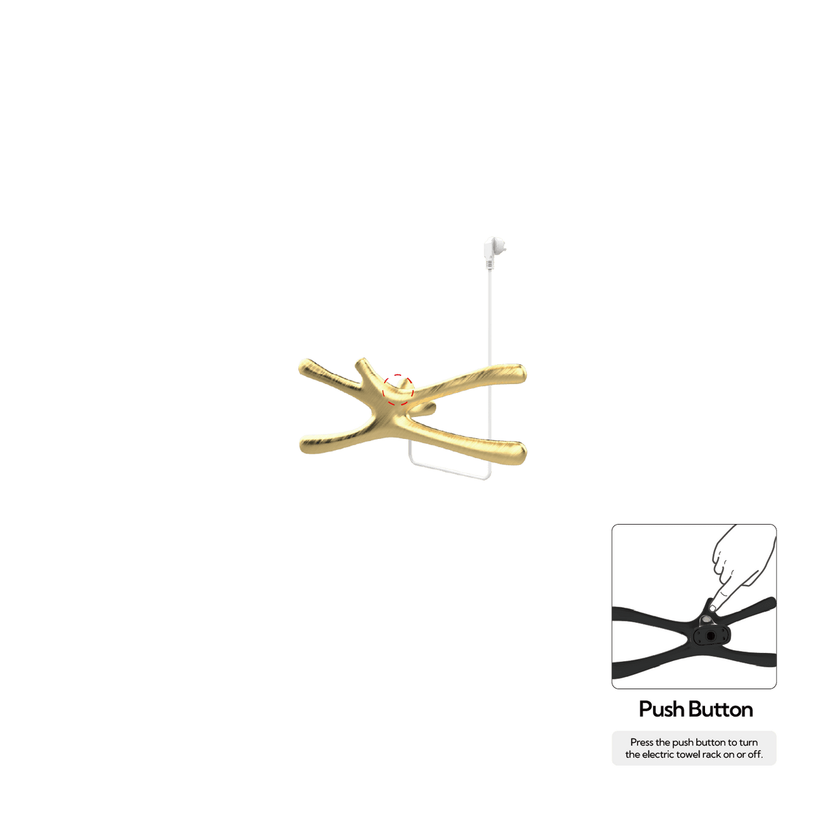 P&Bhusri S7-S-BBR-N-DO Daphne's Branch Small Towel Warmer in PVD Brushed Brass