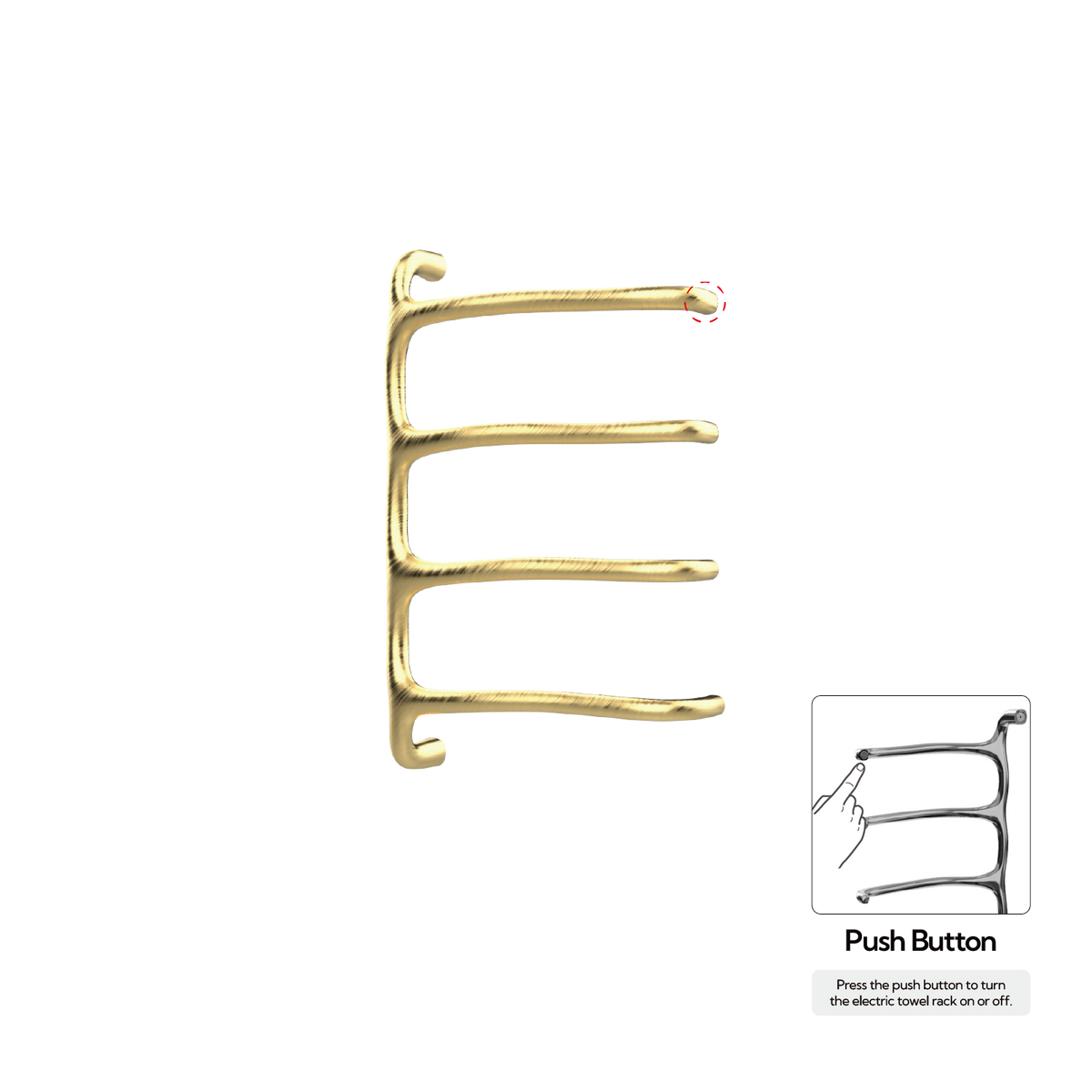 P&Bhusri S8-M-BBR-N Tuscany Glimmer Towel Warmer in PVD Brushed Brass