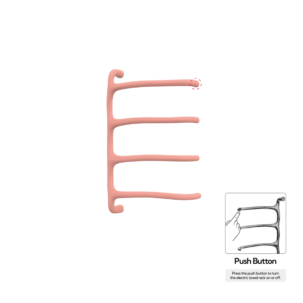 P&Bhusri S8-M-BPK-N Tuscany Glimmer Towel Warmer in Blossom Pink