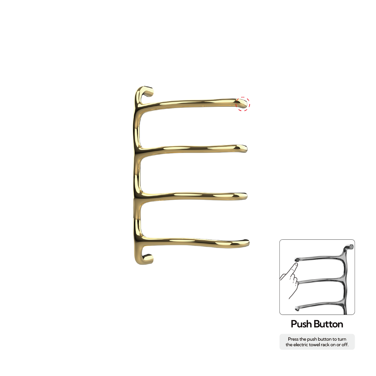 P&Bhusri S8-M-LGD-N Tuscany Glimmer Towel Warmer in PVD Polished Luxury Gold