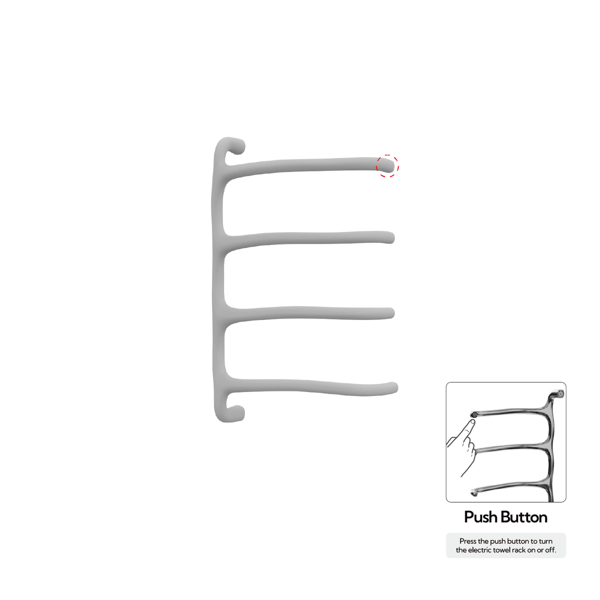 P&Bhusri S8-M-MGR-N Tuscany Glimmer Towel Warmer in Muted Grey