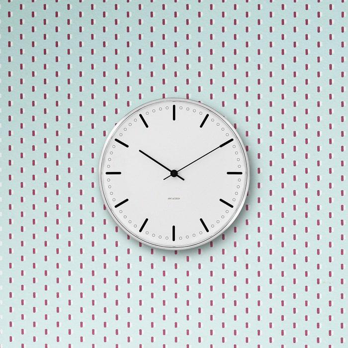 Arne Jacobsen Clocks 43621 City Hall Wall Clock in White/Black