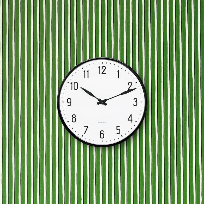 Arne Jacobsen Clocks 43623 Station Wall Clock in White/Black