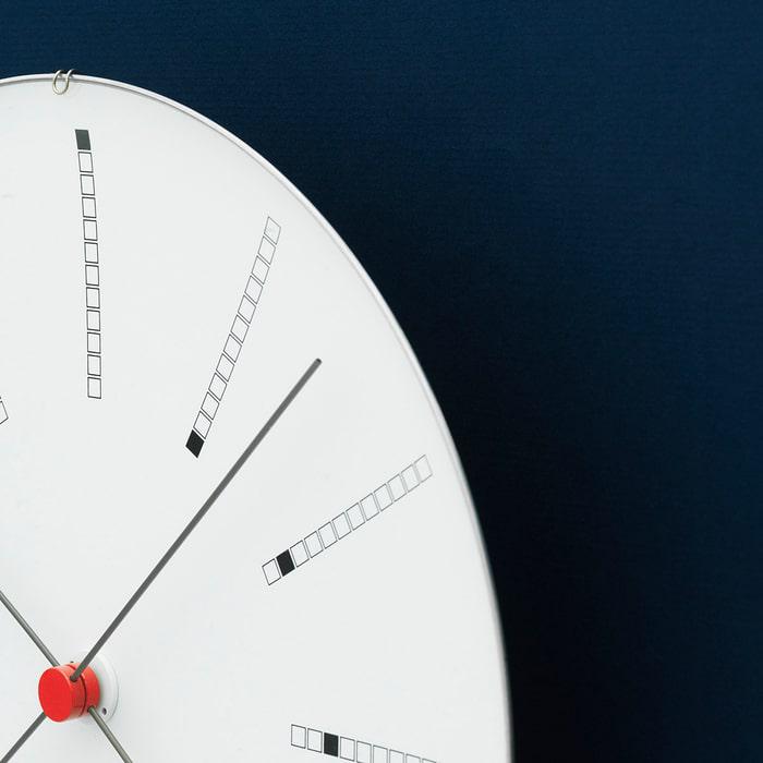 Arne Jacobsen Clocks 43650 Bankers Wall Clock in White/Black/Red