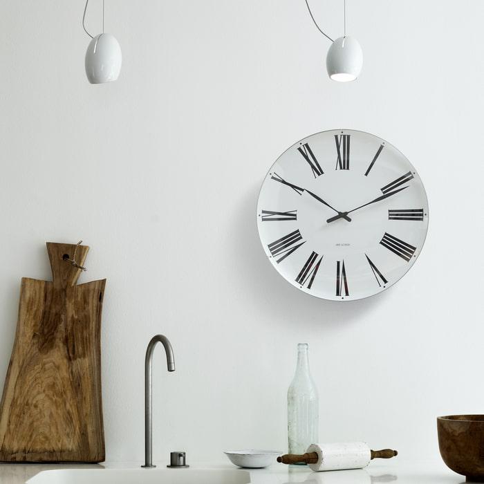 Arne Jacobsen Clocks 43652 Roman Wall Clock in White/Black
