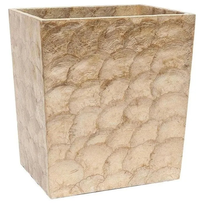 Pigeon and Poodle PP000244 Andria Rectangle Waste Basket in Smoked Capiz Shell