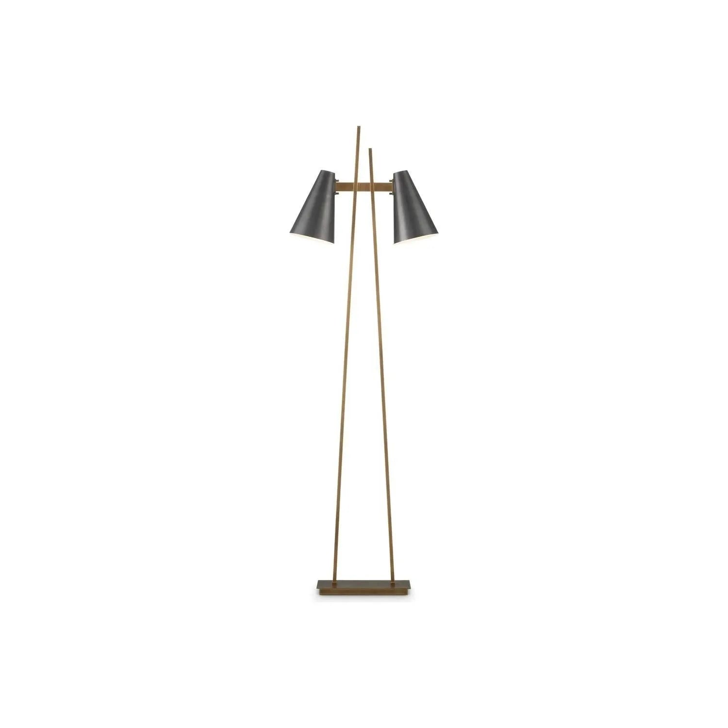 Currey and Company - 8000-0163 - LED Floor Lamp - Duet - Oil Rubbed Bronze / Antique Brass