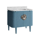 Currey and Company 3800-0015 Briallen 36" Vanity with Oval Undermount Sink in Laquered Blue Linen/Natural/White/Polished Nickel