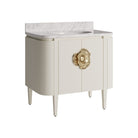 Currey and Company 3800-0016 Briallen 36" Vanity with Oval Undermount Sink in Cerused White/Natural/White/Polished Brass
