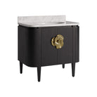 Currey and Company 3800-0017 Briallen 36" Vanity with Oval Undermount Sink in Caviar Black/Natural/White/Light Antique Brass