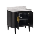 Currey and Company 3800-0017 Briallen 36" Vanity with Oval Undermount Sink in Caviar Black/Natural/White/Light Antique Brass