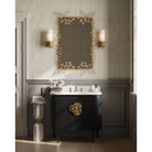 Currey and Company 3800-0017 Briallen 36" Vanity with Oval Undermount Sink in Caviar Black/Natural/White/Light Antique Brass