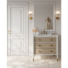 Currey and Company 3800-0018 Aster 36" Vanity with Rectangular Undermount Sink in Off-White/Fog/Natural/White/Polished Brass