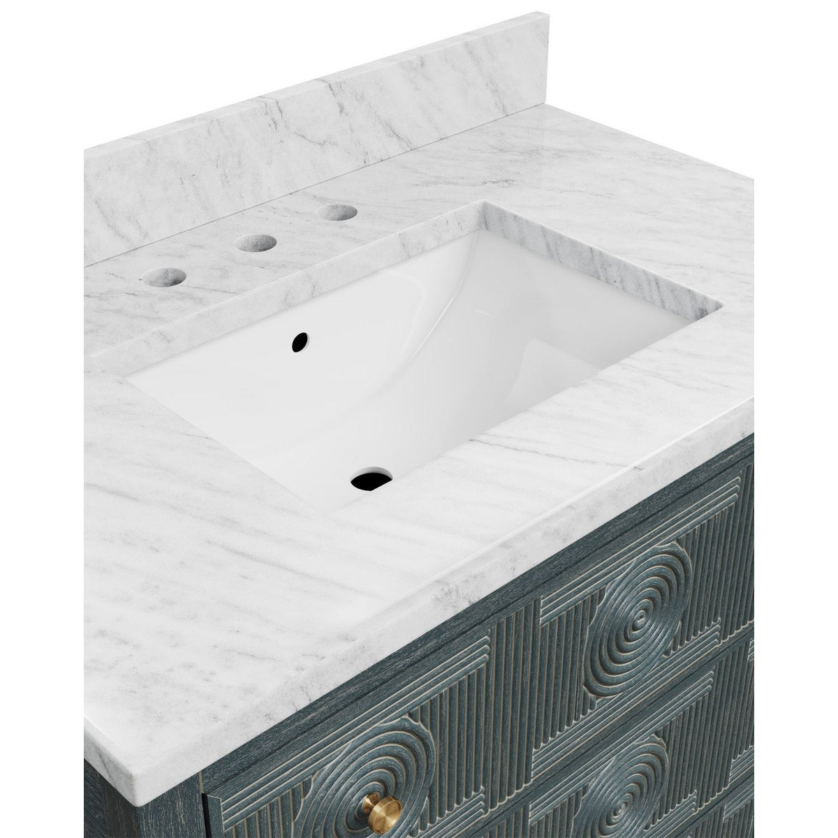Currey and Company 3800-0019 Santos 36" Vanity with Rectangular Undermount Sink in Vintage Navy/Natural/White/Brushed Brass/Polished Nickel