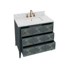 Currey and Company 3800-0019 Santos 36" Vanity with Rectangular Undermount Sink in Vintage Navy/Natural/White/Brushed Brass/Polished Nickel