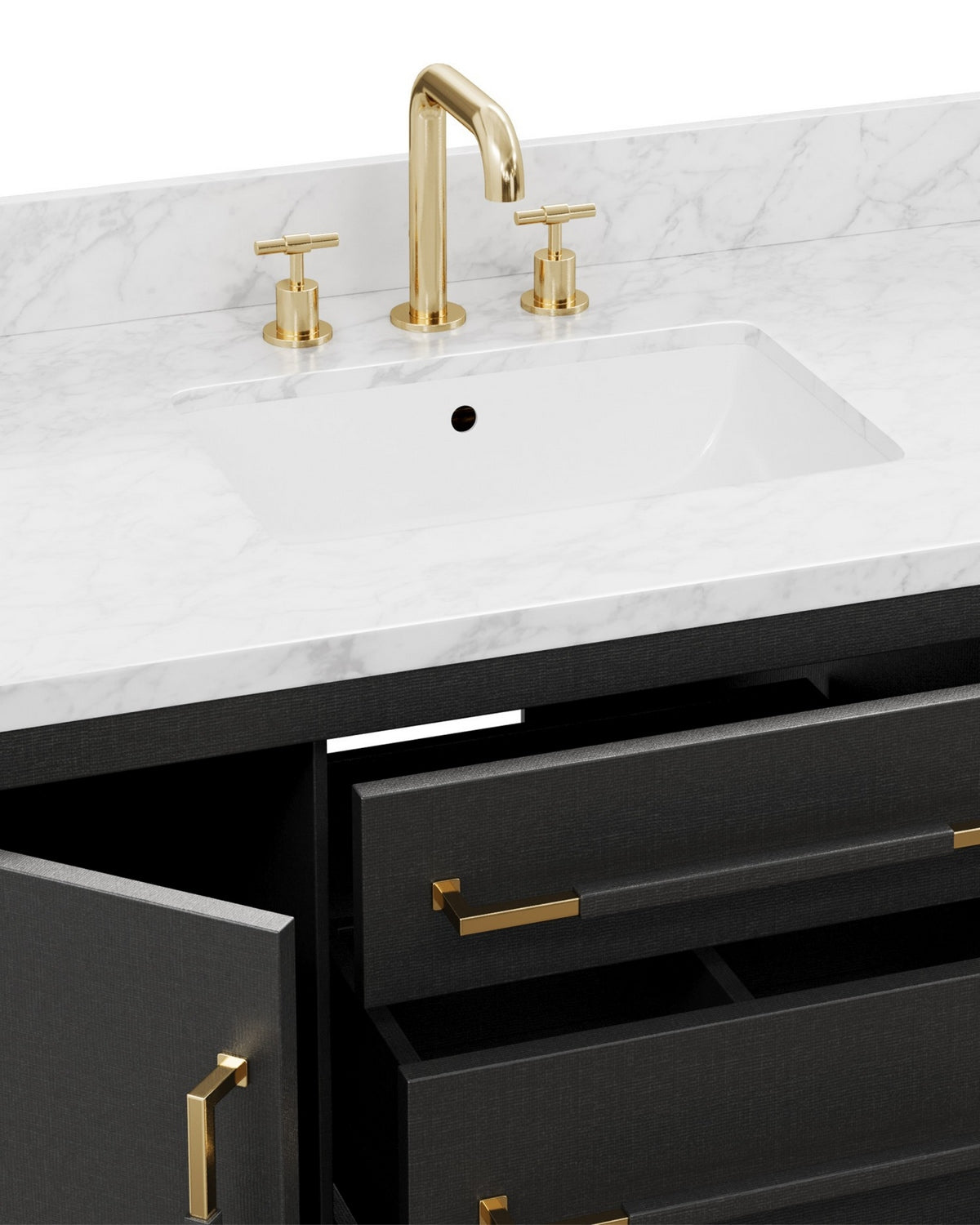 Currey and Company 3800-0020 Verona 48" Vanity with Rectangular Undermount Sink in Black/Natural/White/Champagne