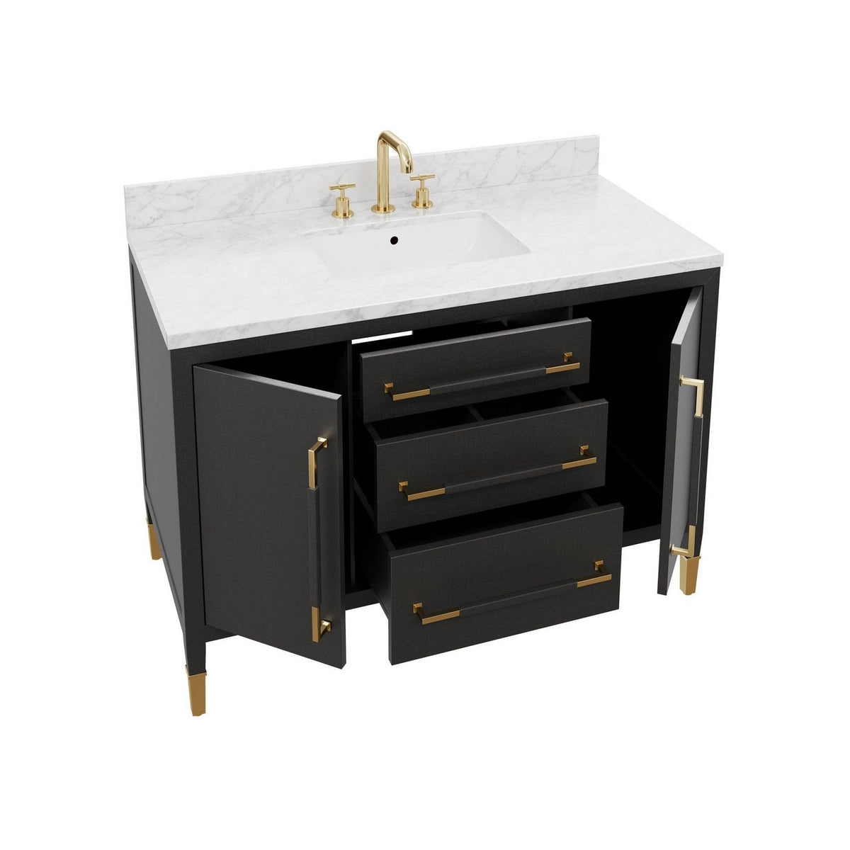 Currey and Company 3800-0020 Verona 48" Vanity with Rectangular Undermount Sink in Black/Natural/White/Champagne