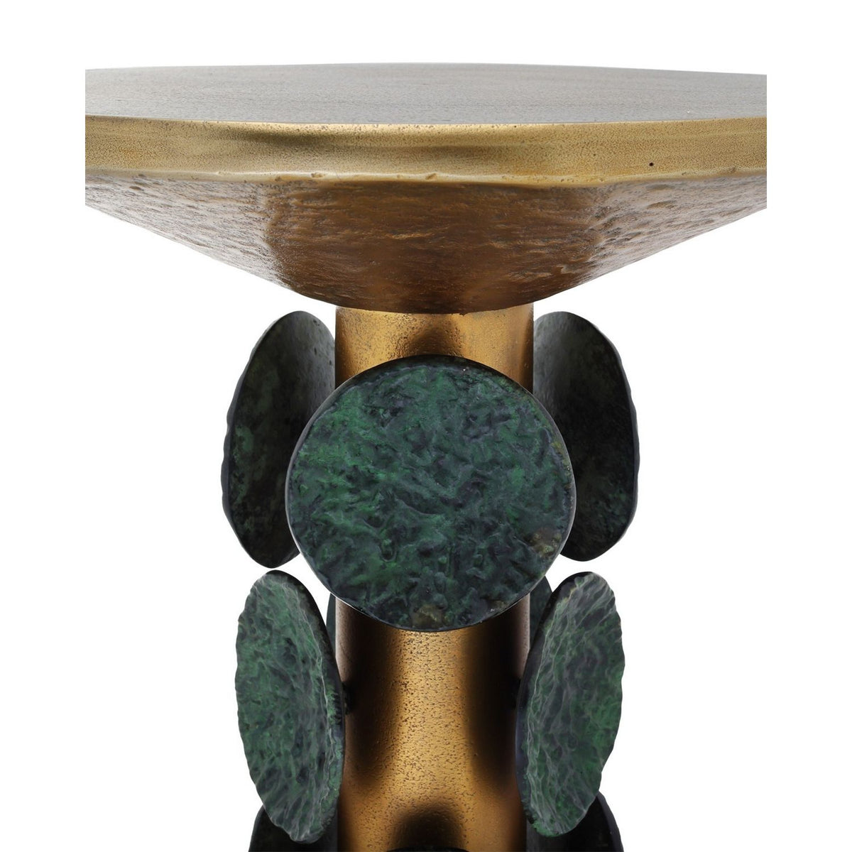 Currey and Company 4000-0249 Nasturtium Accent Table in Antique Brass/Patina Brass