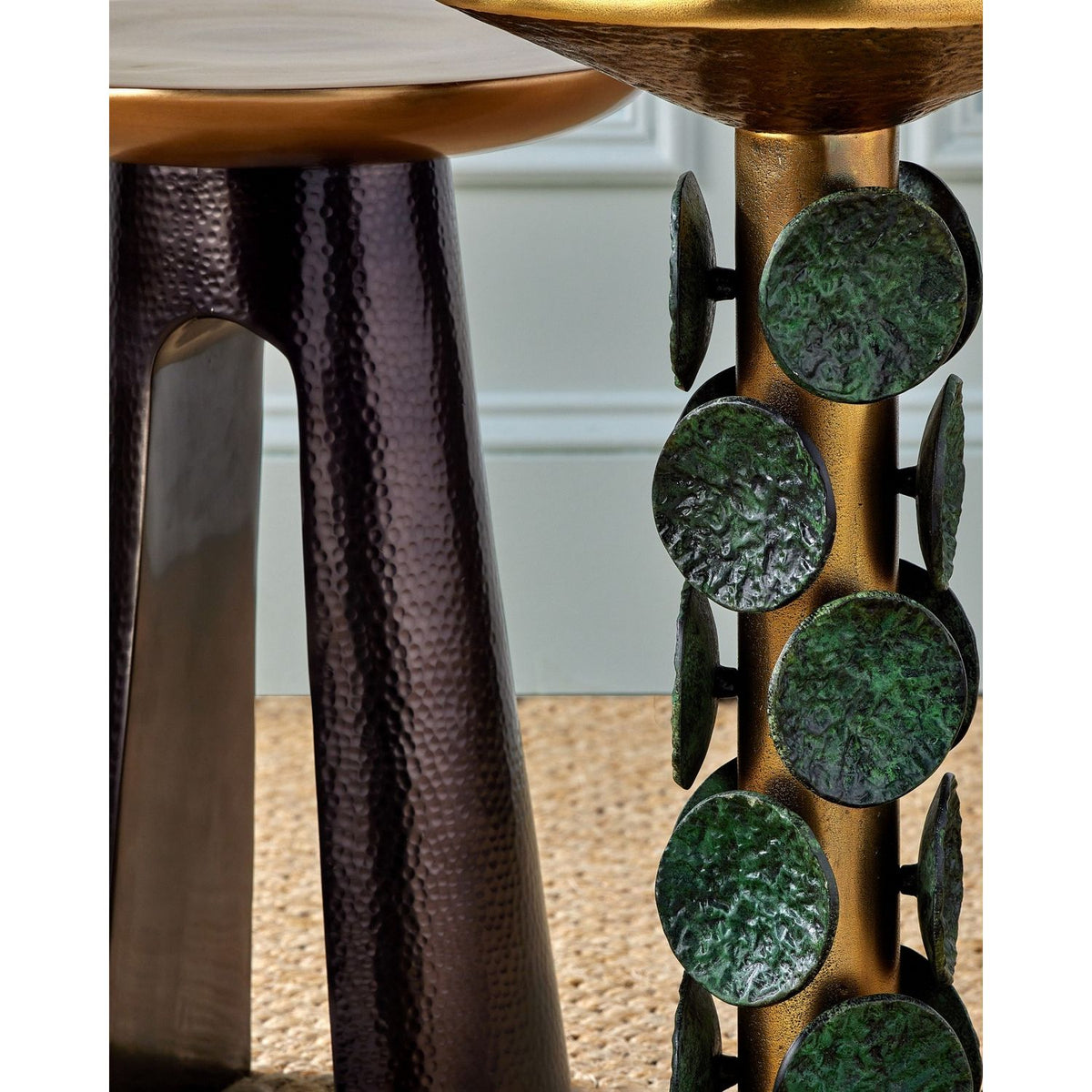 Currey and Company 4000-0249 Nasturtium Accent Table in Antique Brass/Patina Brass