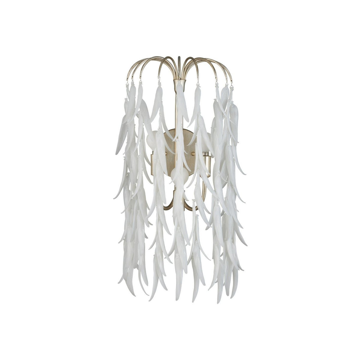 Currey and Company 5000-0286 Glen Arbor Wall Sconce in White/Contemporary Silver Leaf/Contemporary Silver