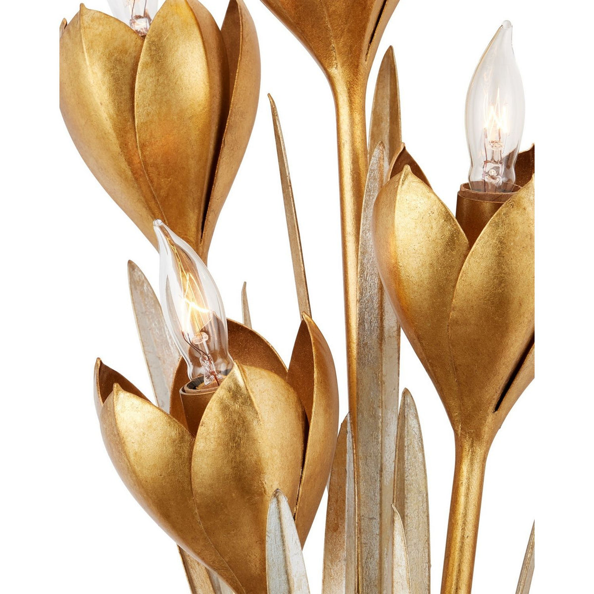 Currey and Company 5000-0289 Hortensia Wall Sconce in Contemporary Gold Leaf/Contemporary Gold/Contemporary Silver Leaf