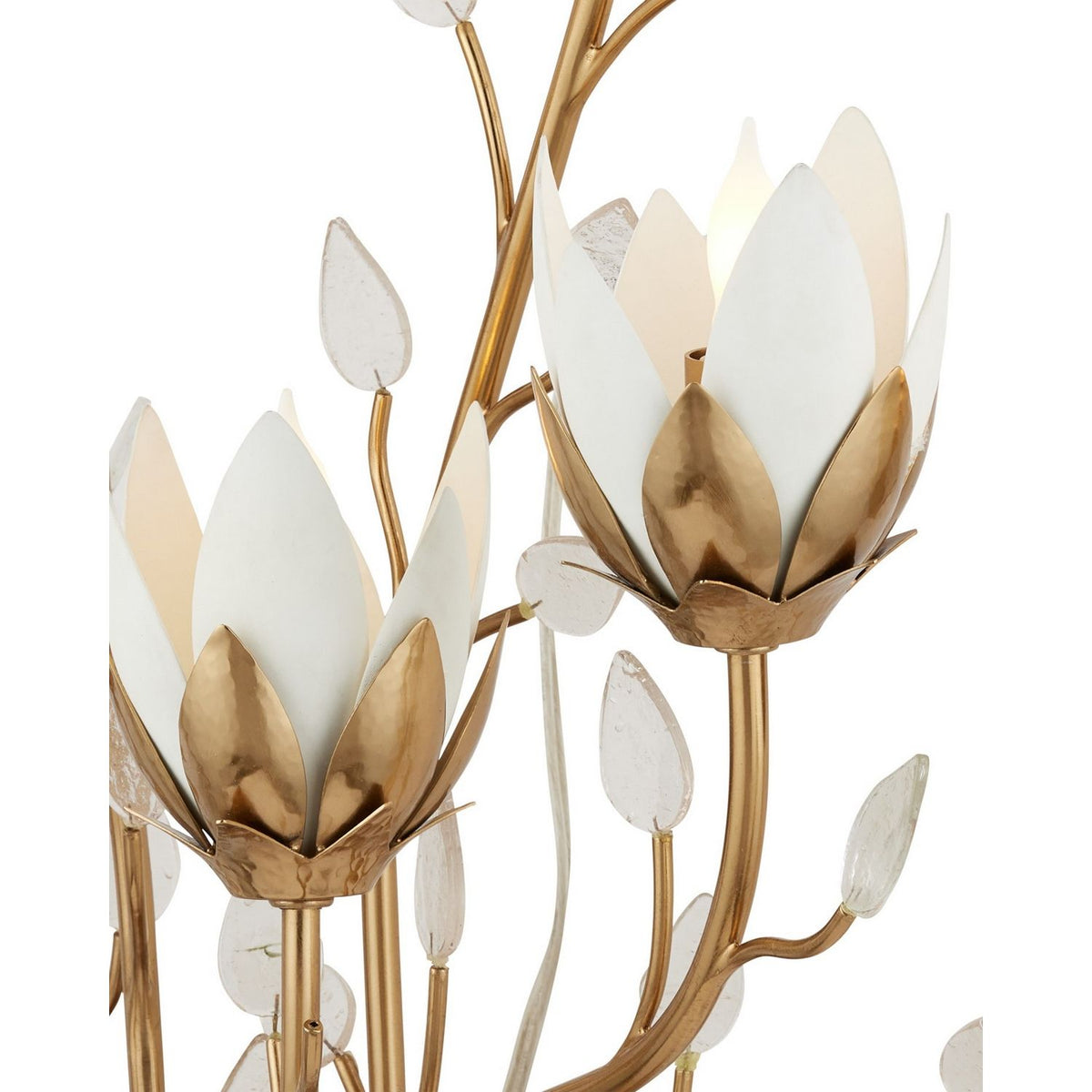Currey and Company 5000-0299 Star Magnolia Wall Sconce in Antique Brass/White/Clear