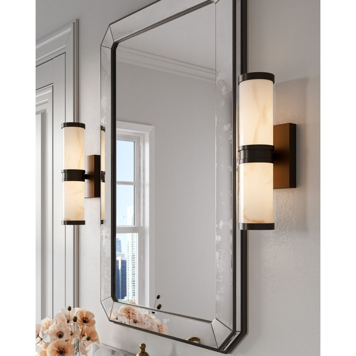 Currey and Company 5800-0078 Brenham Wall Sconce in Natural/Oil Rubbed Bronze