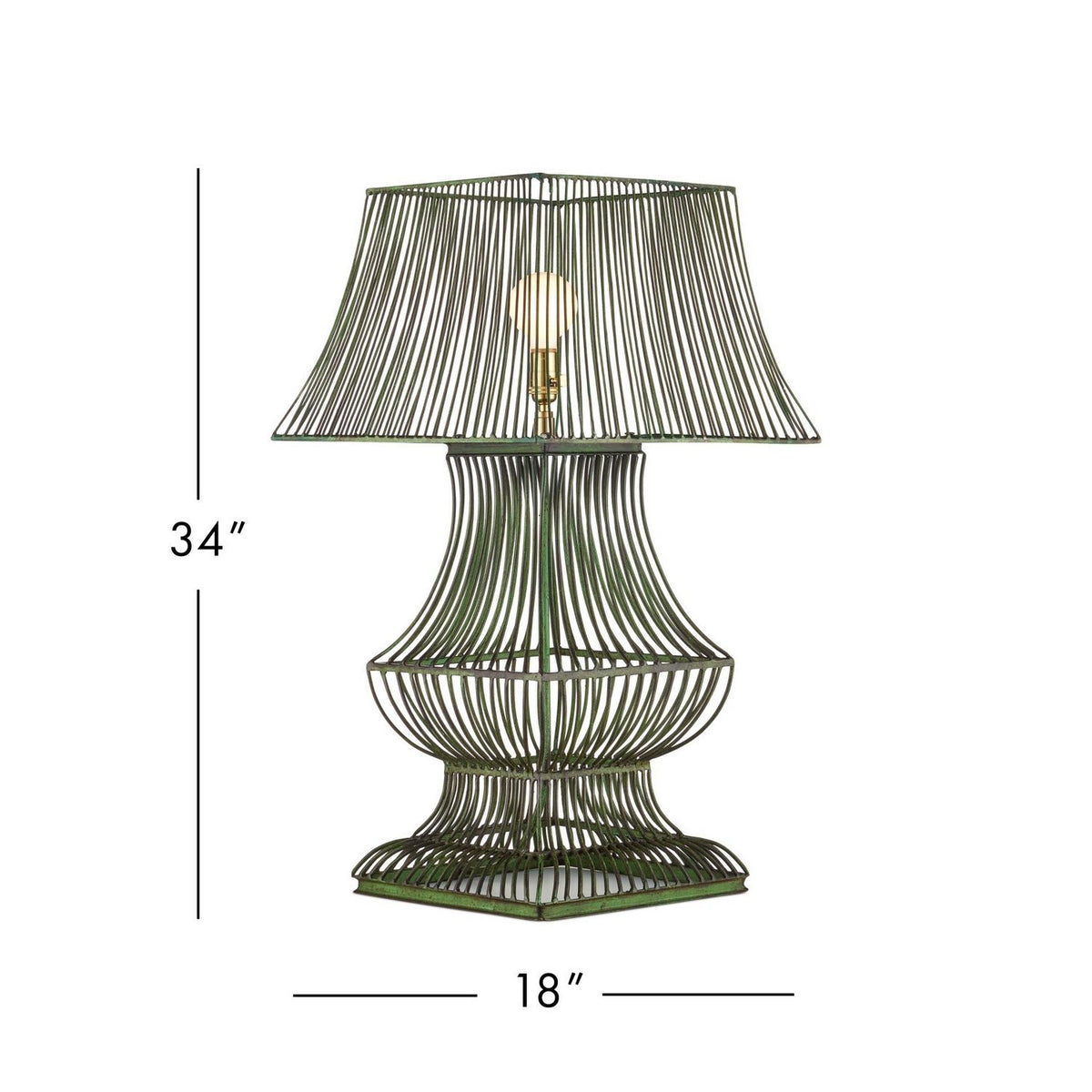Currey and Company 6000-1062 Tuteurs Table Lamp in Distressed Green