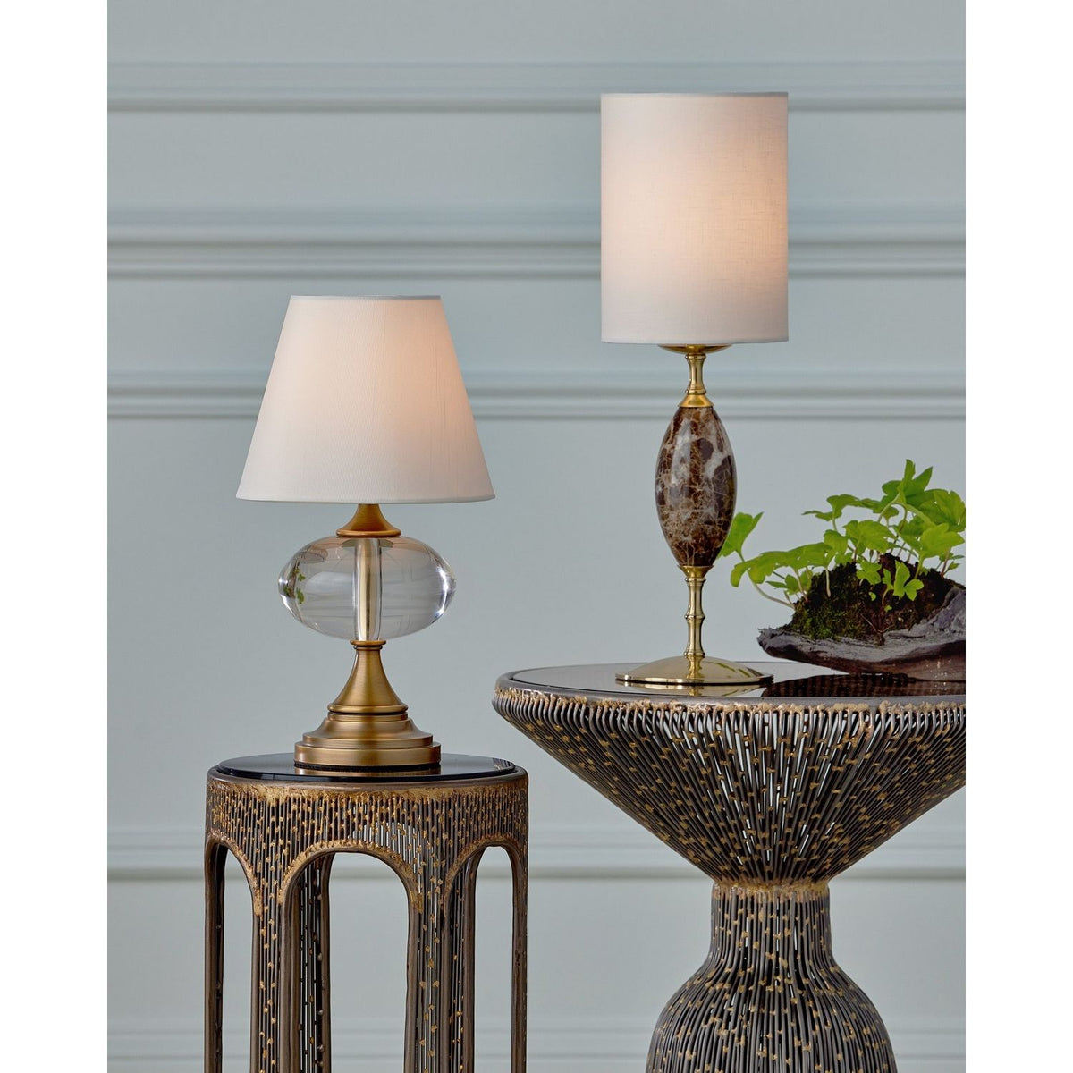 Currey and Company 6700-0018 Sashay Cordless Table Lamp in Clear/Polished Antique Brass