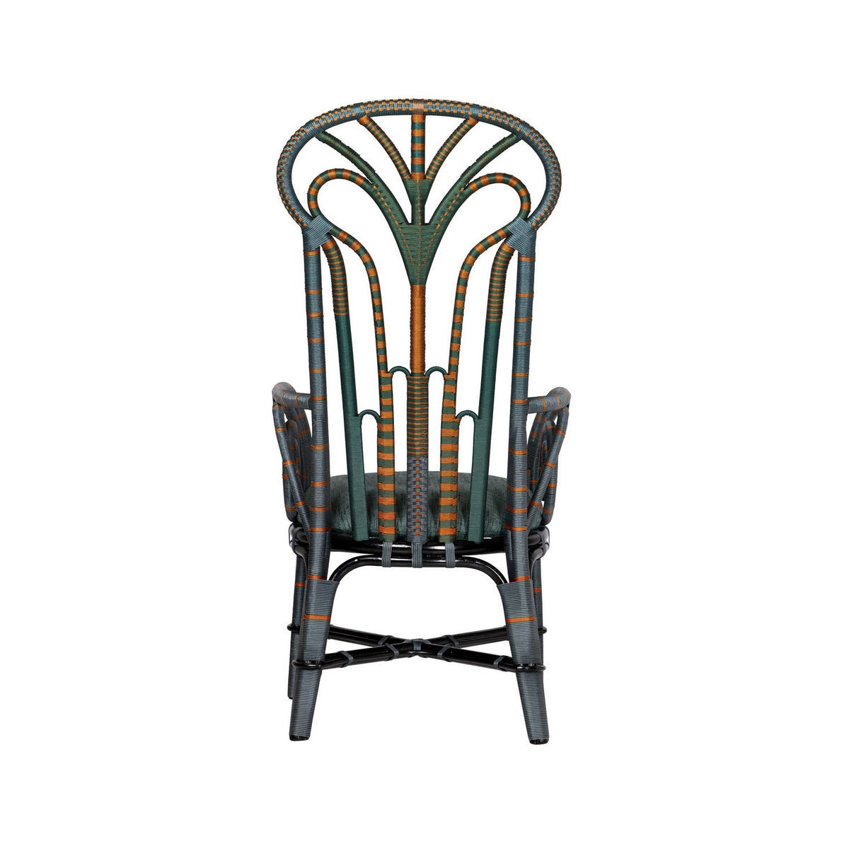 Currey and Company 7000-1052 Benin Throne Armchair in Green/Orange