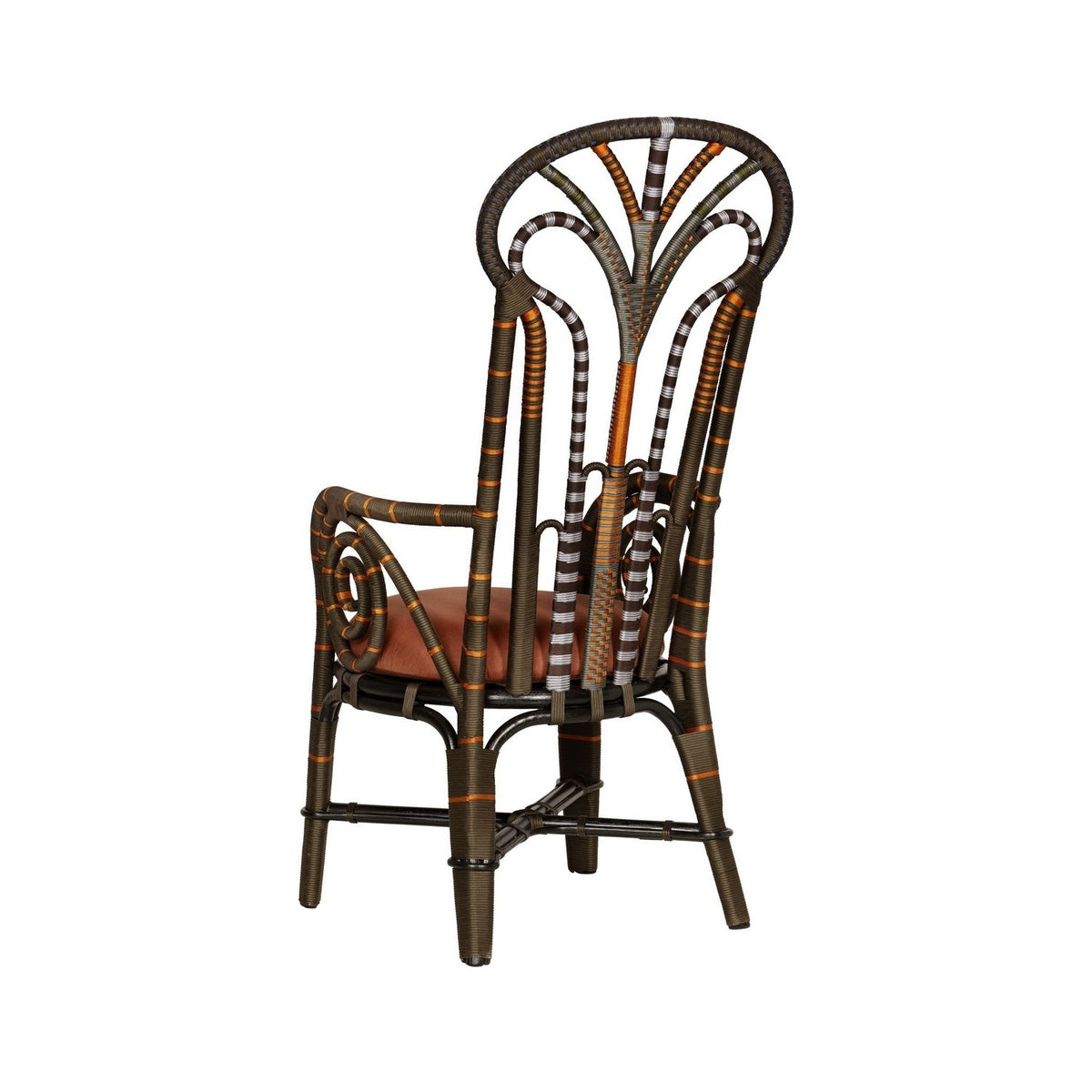 Currey and Company 7000-1062 Benin Throne Armchair in Brown/Orange