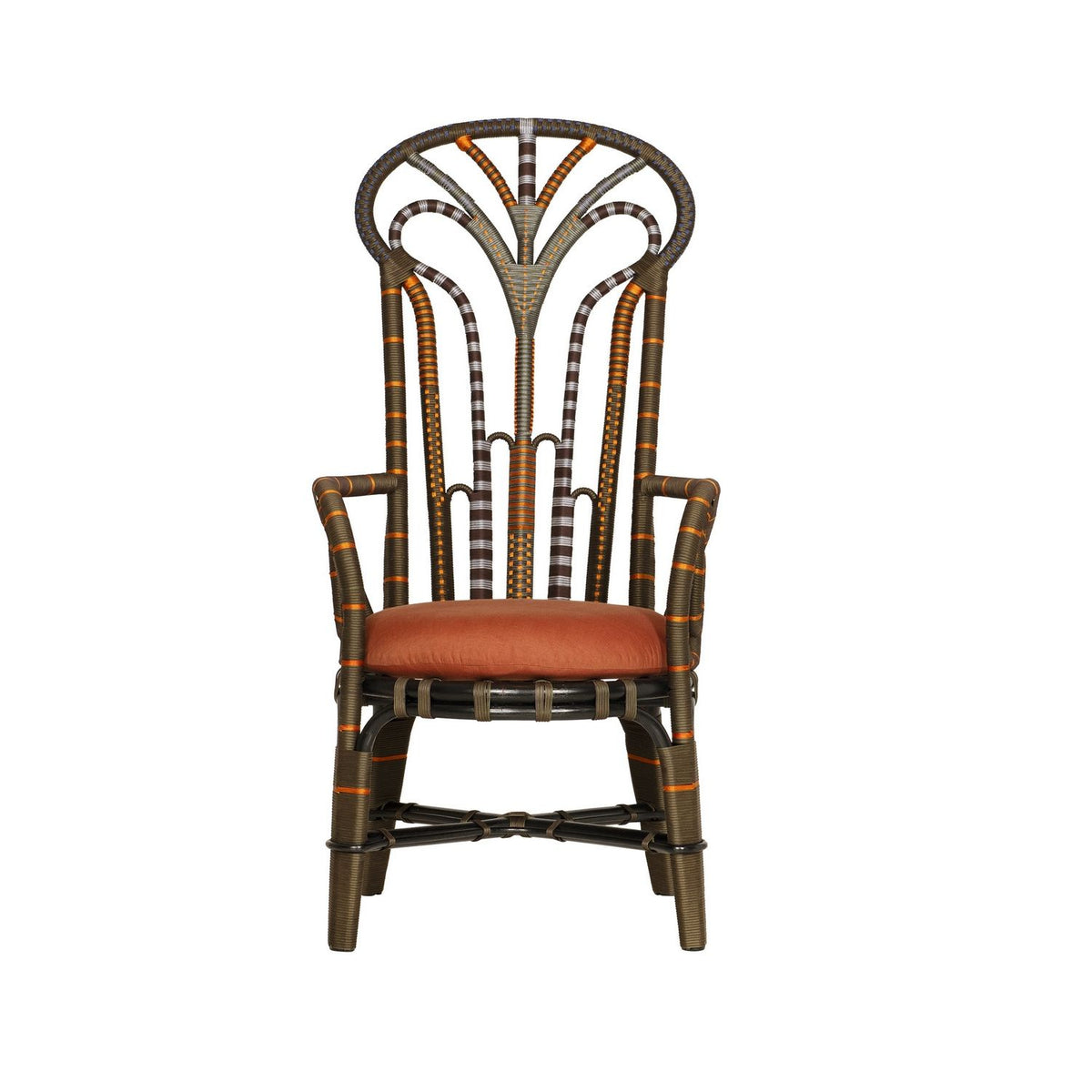 Currey and Company 7000-1062 Benin Throne Armchair in Brown/Orange