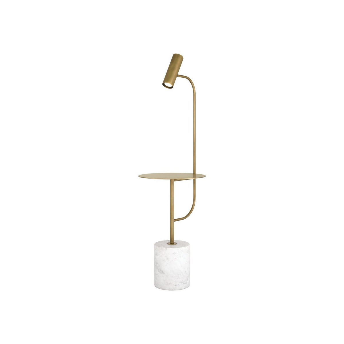 Currey and Company 8000-0173 Eastlin Floor Lamp with Table in Antique Brass/White